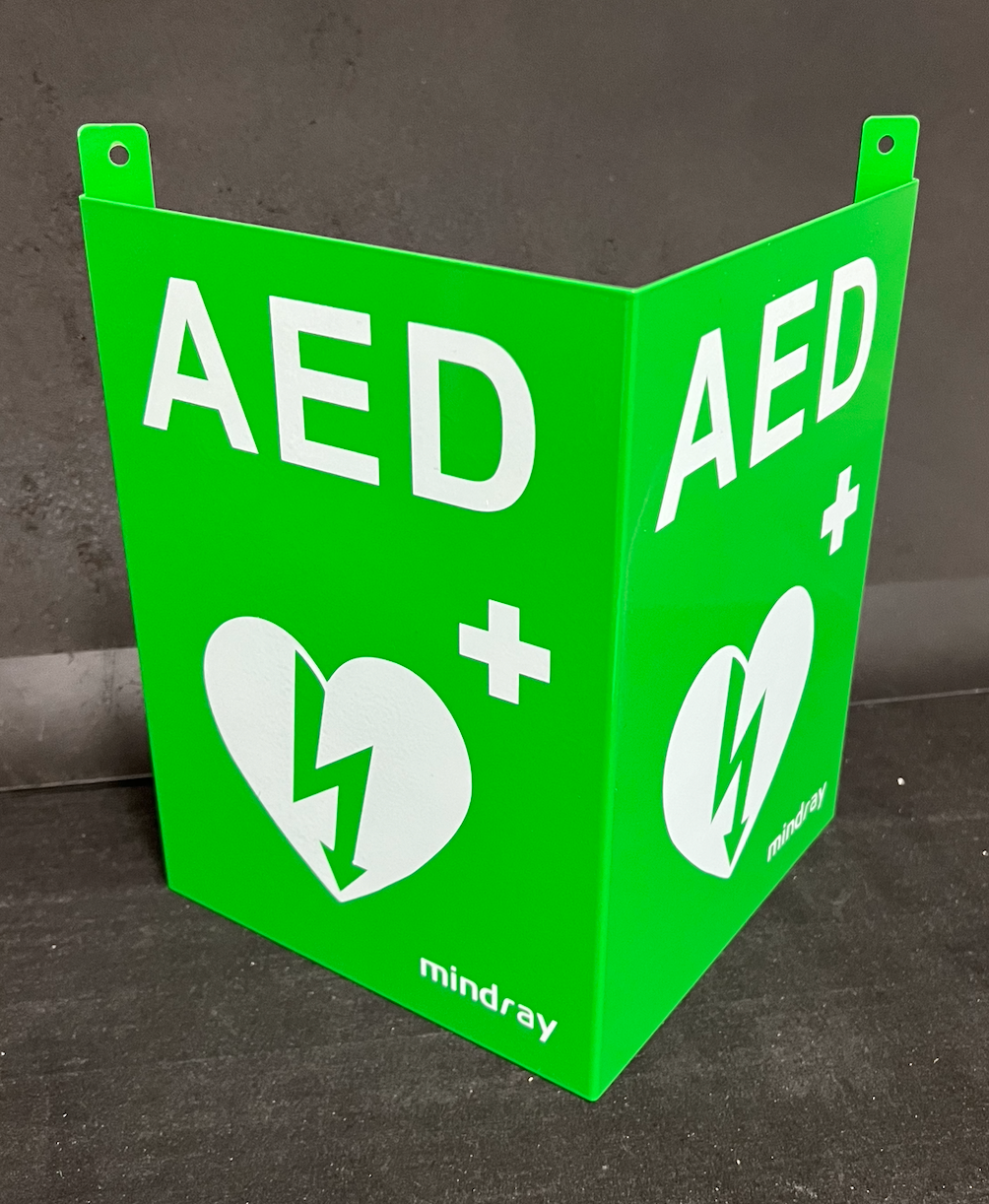 AED V Sign Aluminium V-Shape Wall Sign GREEN