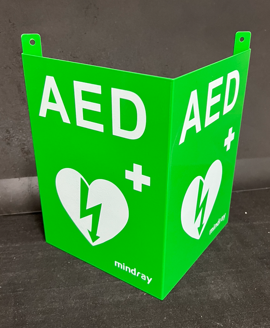 AED V Sign MINDRAY  Aluminium V-Shape Wall Sign GREEN