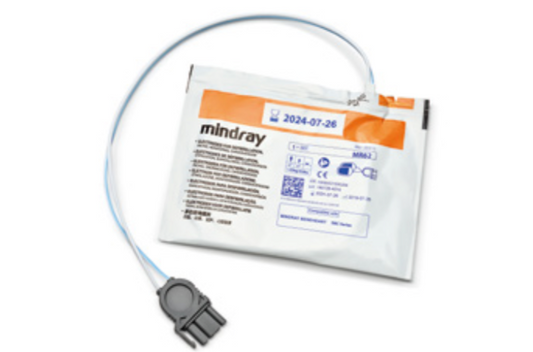 Mindray AED Defibrillation electrode pads  Adult / Paediatric with auto-identification 1.2m preconnectable cable Factory PN 125-000060-00