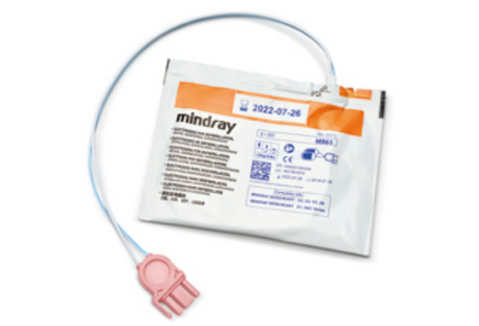 Mindray MR63 Paediatric AED Defibrillation electrodes with auto-identification 1.2m preconnectable cable Factory PN 115-001289-00 Singles and 115-035427-00 Box 5